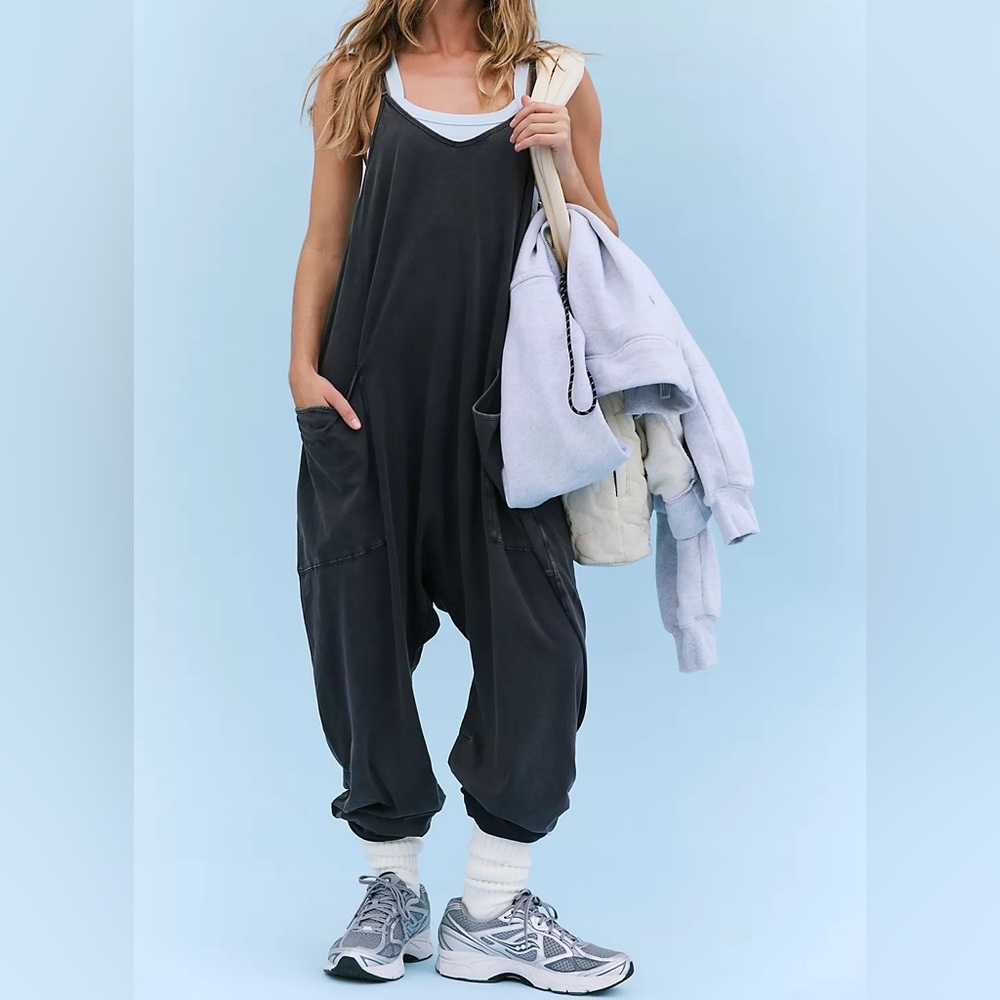 Free People Movement Hot Shot Onesie - Washed Black